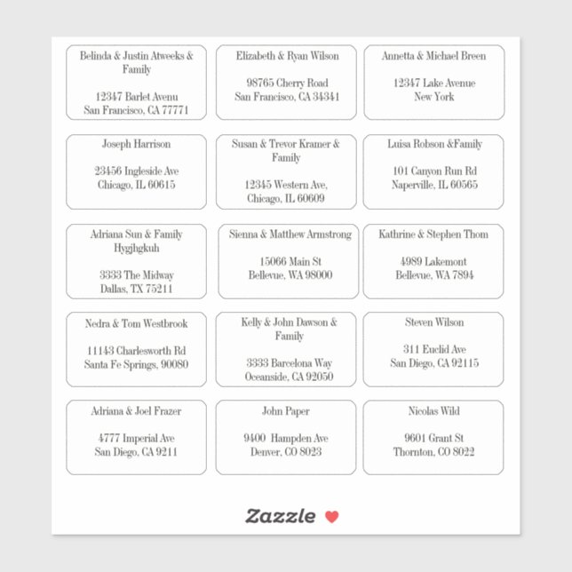 15 Simple Individual Guest Name Address (Sheet)