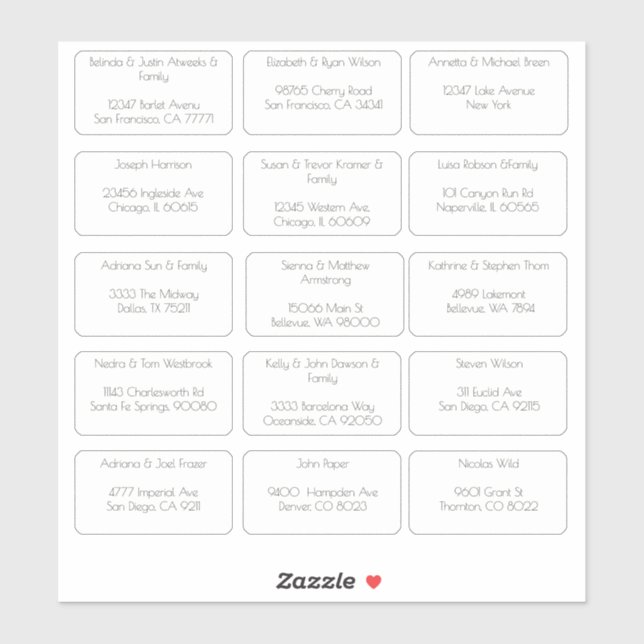15 Simple Individual Guest Name Address (Sheet)