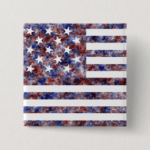 15 Star Us Flag 15 Cm Square Badge