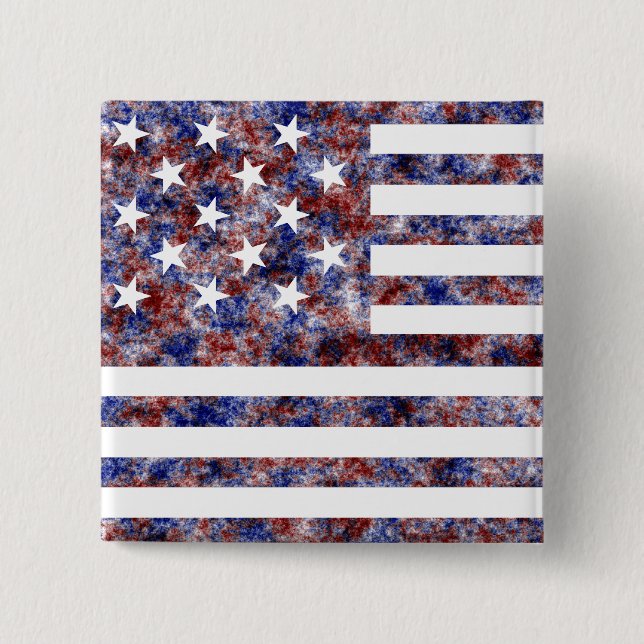 15 Star Us Flag Cm Square Badge (Front)