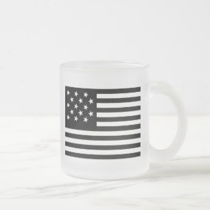 15 Star Us Flag Frosted Glass Coffee Mug