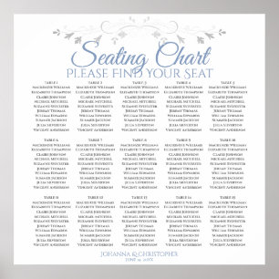 15 Table Blue & Gray Wedding Seating Chart