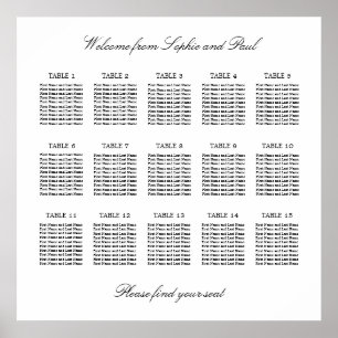 15 Table Elegant Minimalist Seating Chart