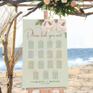 15 Table Sage & Blush Floral Wedding Seating Chart