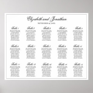 15 Table Simple Elegant Wedding Seating Chart