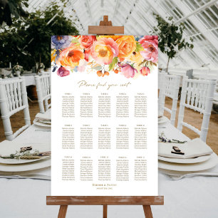 15 Table Spring Floral Wedding Seating Chart