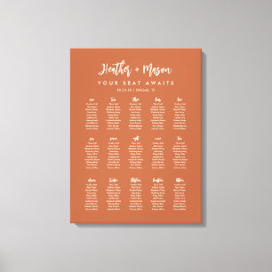 15 Tables Boho Rust Earthy Wedding Seating Chart Canvas Print