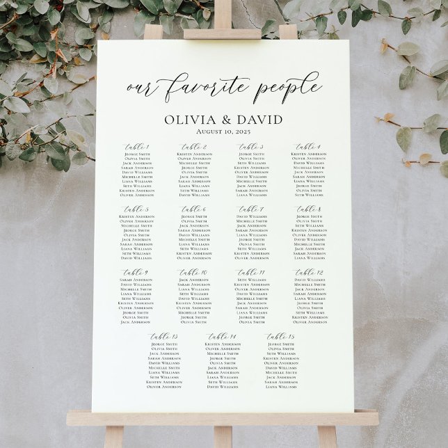 15 Tables Our Favourite People Seating Chart (Creator Uploaded)