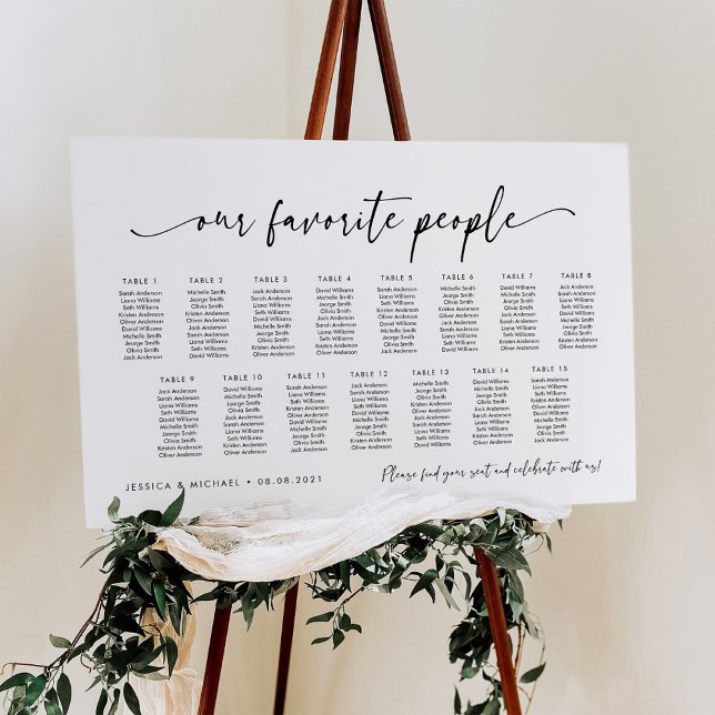 15 Tables Our Favourite People Seating Chart Plan (Creator Uploaded)