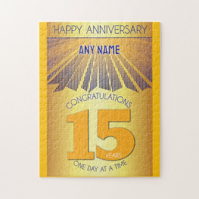 15 Year | AA 12 Step Anniversary Personalised Jigsaw Puzzle (Vertical)