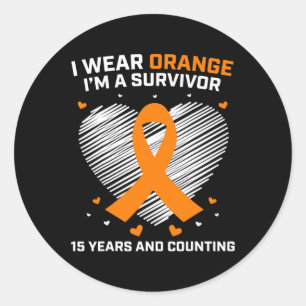 15 Year Cancer Free Leukaemia Survivor Gifts Orang Classic Round Sticker
