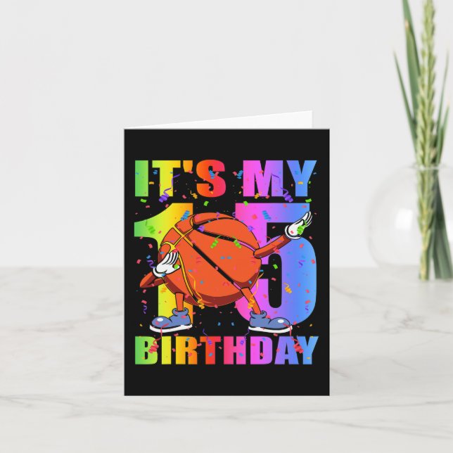 15 Year Old 15th Basketball Birthday Party Theme B Card (Front)