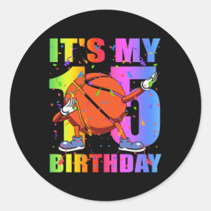15 Year Old 15th Basketball Birthday Party Theme B Classic Round Sticker