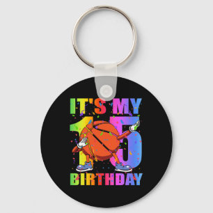 15 Year Old 15th Basketball Birthday Party Theme B Key Ring