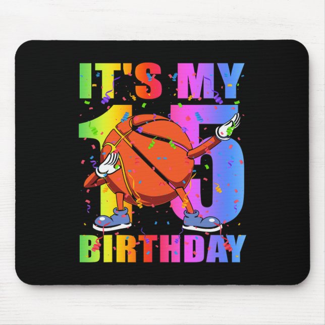 15 Year Old 15th Basketball Birthday Party Theme B Mouse Mat (Front)