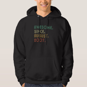 15 Year Old Awesome Since August 2007 15th Birthda Hoodie