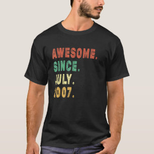 15 Year Old Awesome Since July 2007 15th Birthday T-Shirt