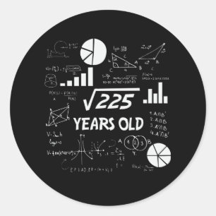 15 Year Old Bday Geeky Math 15th birthday Gift Classic Round Sticker