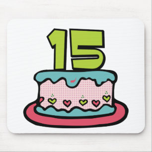 15 Year Old Birthday Cake Mouse Mat