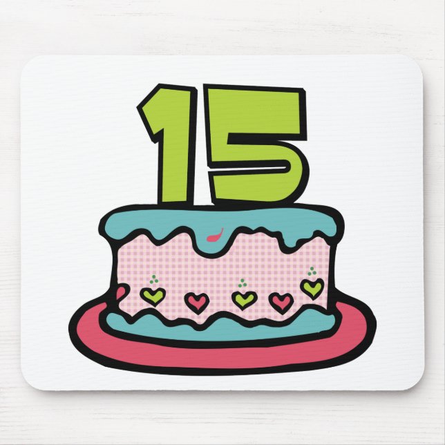 15 Year Old Birthday Cake Mouse Mat (Front)