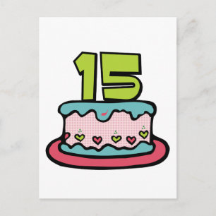 15 Year Old Birthday Cake Postcard