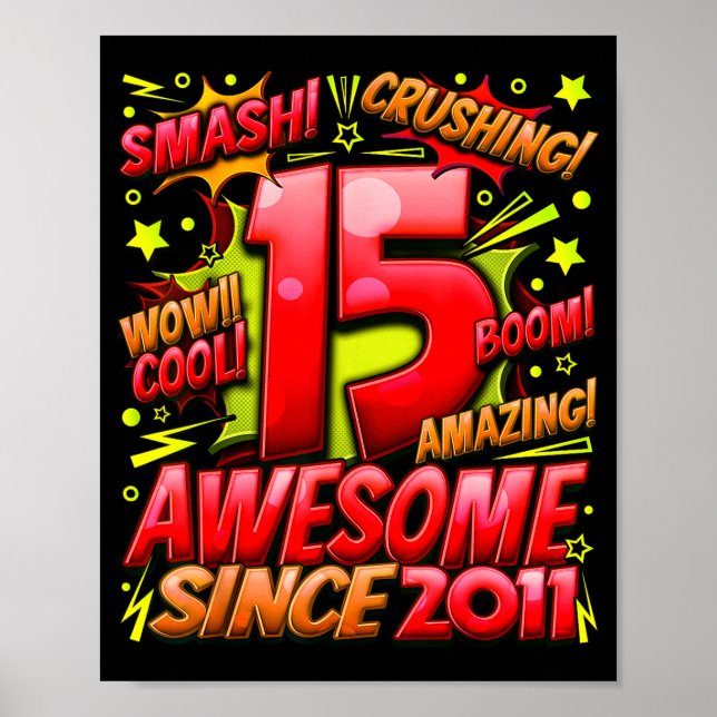 15 Year Old For Boys 15th Birthday Boy 15 Year Old Poster (Front)