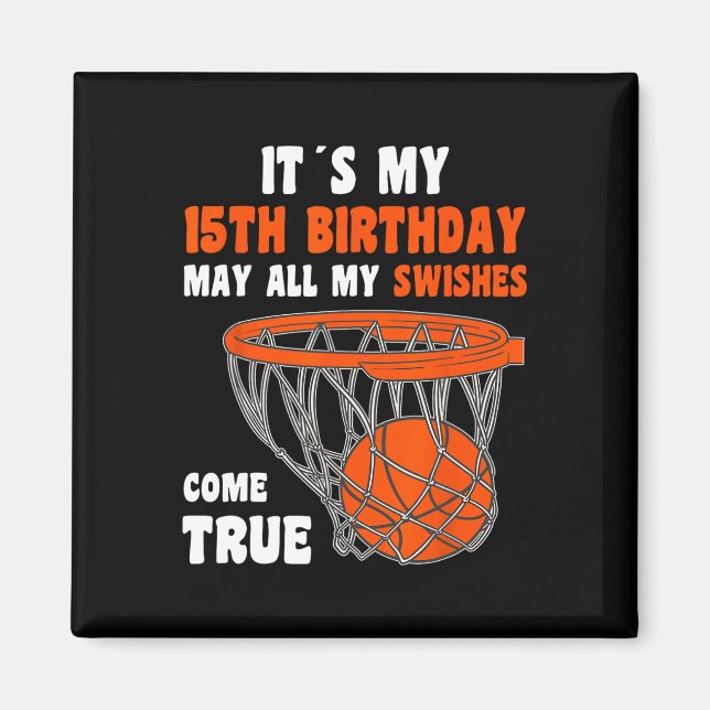 15 Year Old Happy 15th Birthday Basketball 15th Bi Magnet (Front)