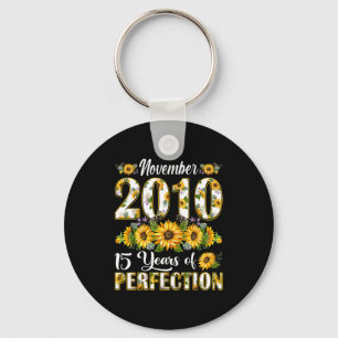 15 Year Old November 2010 Sunflower 15th Birthday  Key Ring