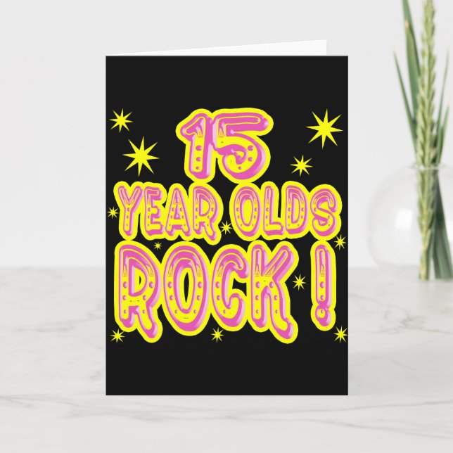 15 Year Olds Rock! (Pink) Greeting Card (Front)