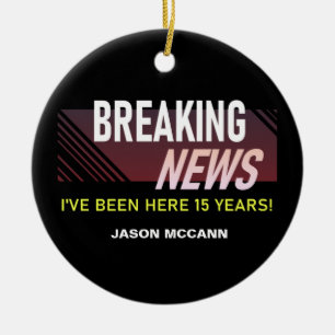 15 Year Work Anniversary 15th Employee Tenure Ceramic Tree Decoration