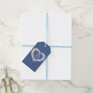 15 years crystal anniversary heart blue  gift tags