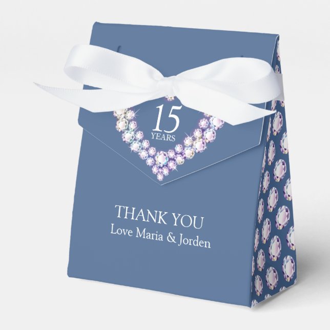 15 years Crystal wedding heart thank you Favour Box (Front Side)