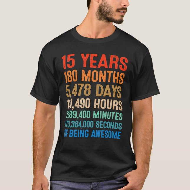 15 Years Of Being Awesome 15th Birthday Boys Girls T-Shirt (Front)