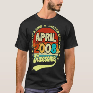15 Years Old  Awesome Since April 2008 15th Birthd T-Shirt
