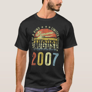 15 Years Old  Awesome Since August 2007 15th Birth T-Shirt