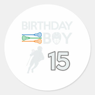 15 Years Old Birthday Boy Lacrosse Lax Player Boys Classic Round Sticker