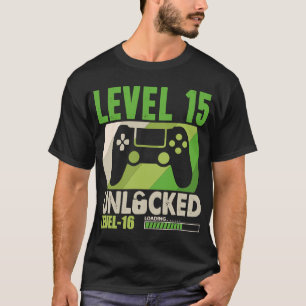 15 Years Old Gamer Level 15 Unlocked Boys T-Shirt