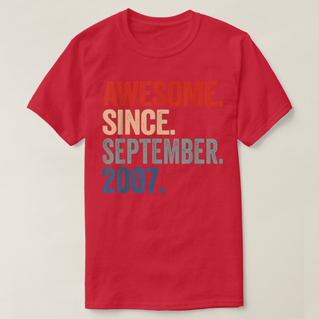 15 Years Old Gift 15th Birthday Awesome Since Sept T-Shirt (Design Front)