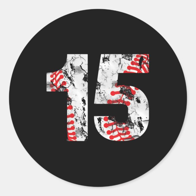 15 Years Old Gifts Number 15 Baseball 15th Birthda Classic Round Sticker (Front)