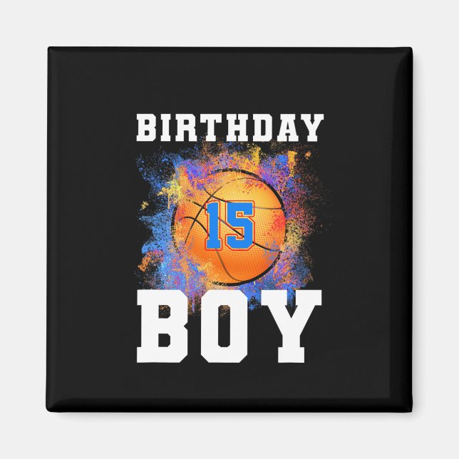 15 Years Old Kids 15th Birthday Boy Birthday baske Magnet (Front)