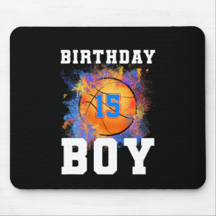 15 Years Old Kids 15th Birthday Boy Birthday baske Mouse Mat