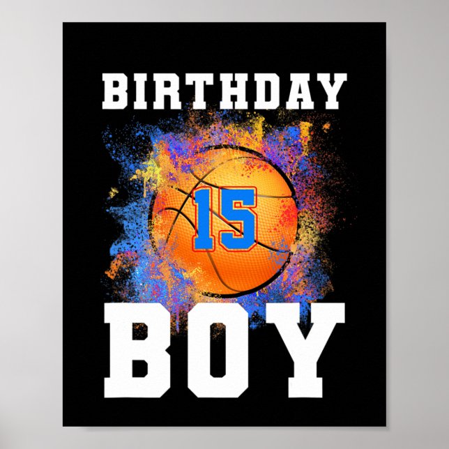 15 Years Old Kids 15th Birthday Boy Birthday baske Poster (Front)