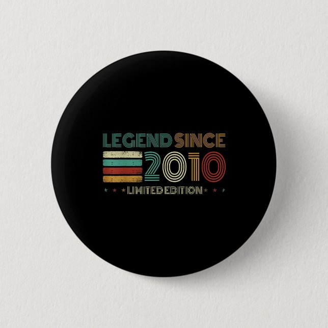 15 Years Old Legend Since 2010 15th Birthday  6 Cm Round Badge (Front)