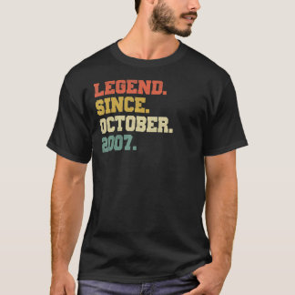 15 Years Old Legend Since October 2007 15th Birth T-Shirt