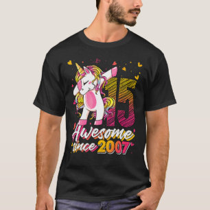 15 Years Old Unicorn Dabbing 15th Birthday Unico T-Shirt