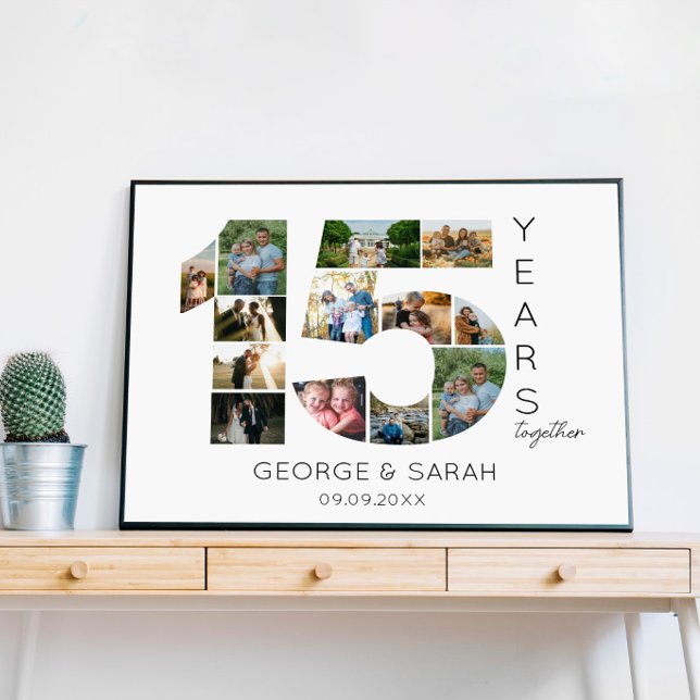 15 Years Together Wedding Anniversary 13 Photo Poster (Creator Uploaded)