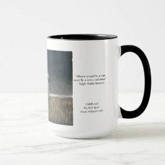 15oz mug with 'Childhood' art and Emerson quote.