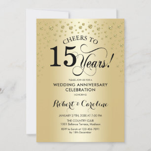 15th Anniversary Celebration - Gold Black Invitation