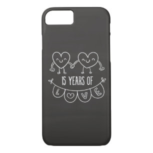 15th Anniversary Gift Chalk Hearts iPhone 8/7 Case