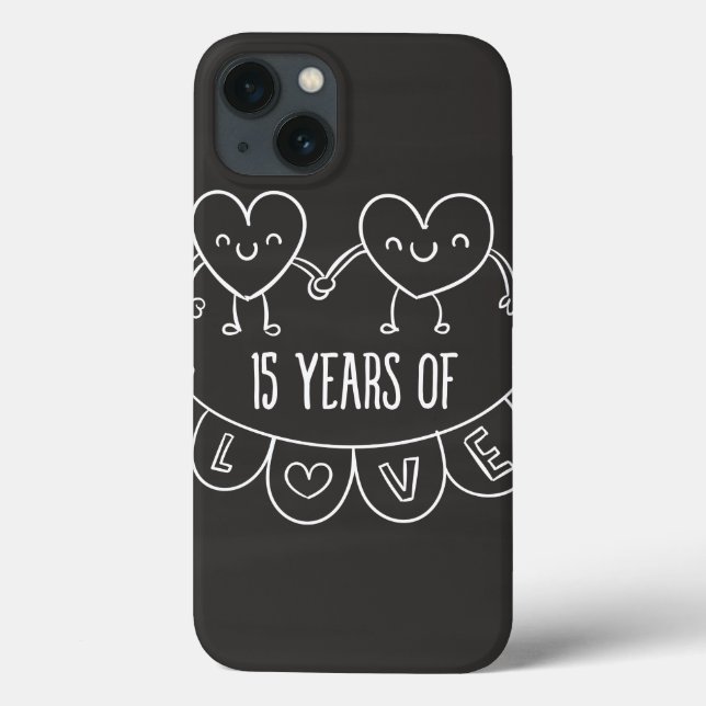 15th Anniversary Gift Chalk Hearts Case-Mate iPhone Case (Back)